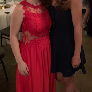 Red Lace Top Maxi Dress